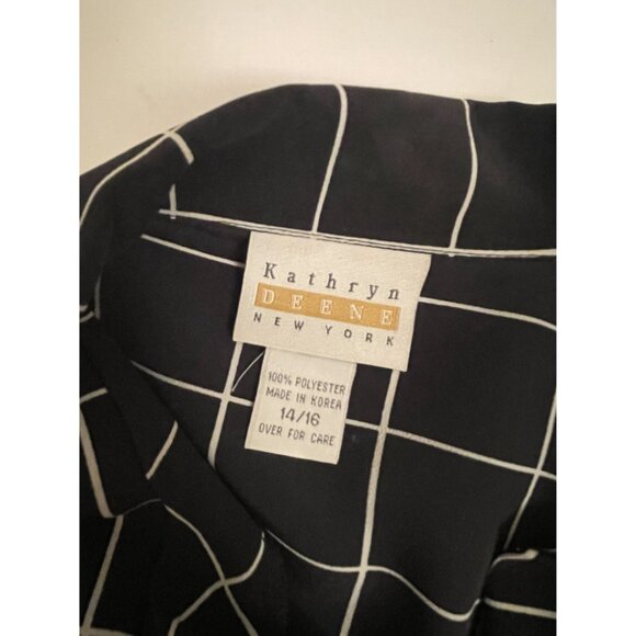 Vtg Women's PLUS Size 14/16 Window Pane-Plaid Tunic Button Up 3/4 Sleeve Shirt - Picture 6 of 8